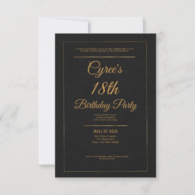 Elegante tarjeta de invitación de oro (Anverso)