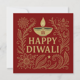 Elegante tarjeta de invitación de oro feliz Diwali