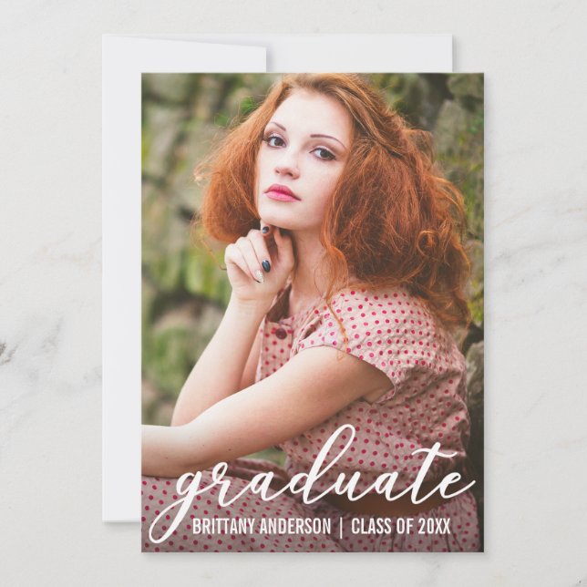 Elegante tarjeta de Invitación fotográfica de grad (Anverso)