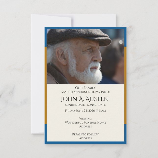 Elegante Tarjeta de Invitación Funeral - Formato P (Anverso)