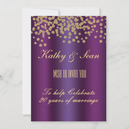 Elegante tarjeta de invitación Gold & Royal Purple