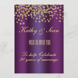 Elegante tarjeta de invitación Gold & Royal Purple
