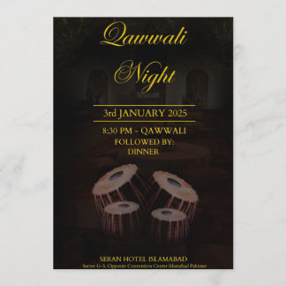 Elegante tarjeta de invitación nocturna Qawwali