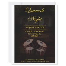 Elegante tarjeta de invitación nocturna Qawwali