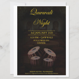 Elegante tarjeta de invitación nocturna Qawwali
