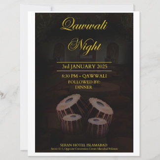 Elegante tarjeta de invitación nocturna Qawwali