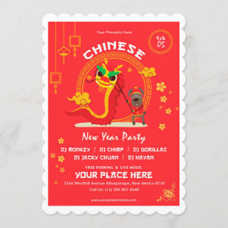 Elegante tarjeta de invitación para Año Nuevo chin