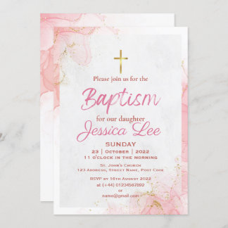 Elegante Tarjeta de invitación para bautismo de hi
