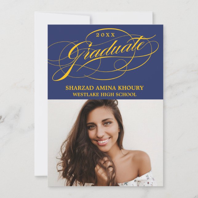 ELEGANTE TARJETA DE INVITACIÓN PARA FIESTA DE GRAD (Anverso)