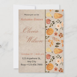 Elegante Tarjeta de invitación para la cena de oto