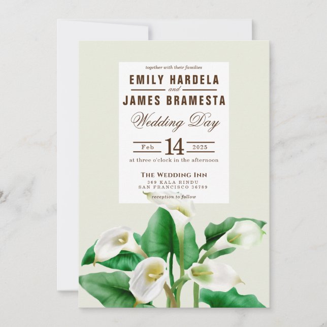 Elegante tarjeta de invitación para matrimonio pre (Anverso)