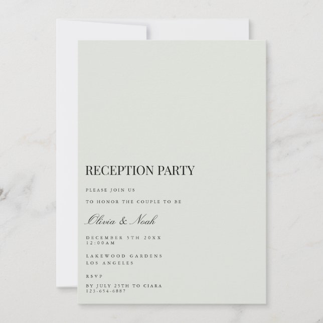 Elegante Tarjeta de invitación para recepción de c (Anverso)