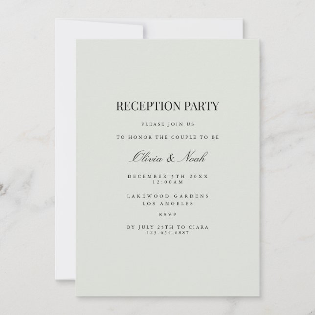 Elegante Tarjeta de invitación para recepción de c (Anverso)