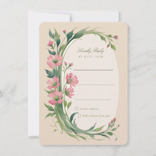 Elegante tarjeta de invitación RSVP de boda rosa