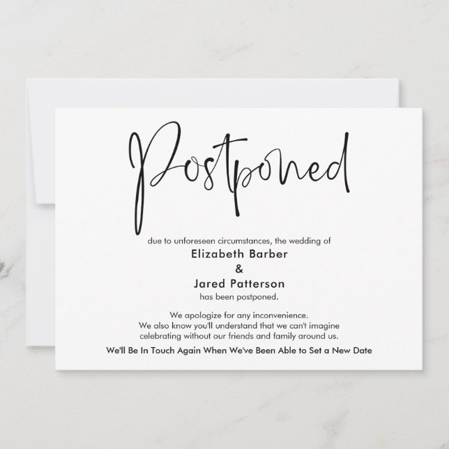 Elegante Tarjeta de Invitación simple de Boda post (Anverso)