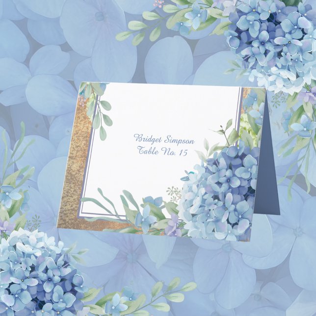 Elegante tarjeta de invitado Hydrangea Boda Typogr (Subido por el creador)