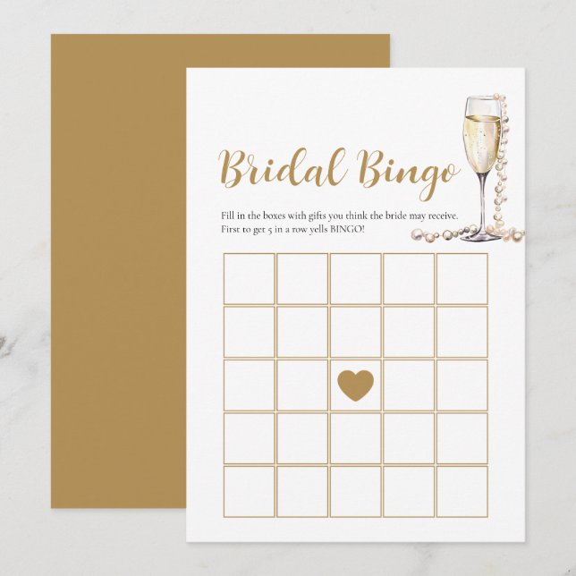 Elegante tarjeta de juego de Bingo Bridal Perlas y (Anverso / Reverso)