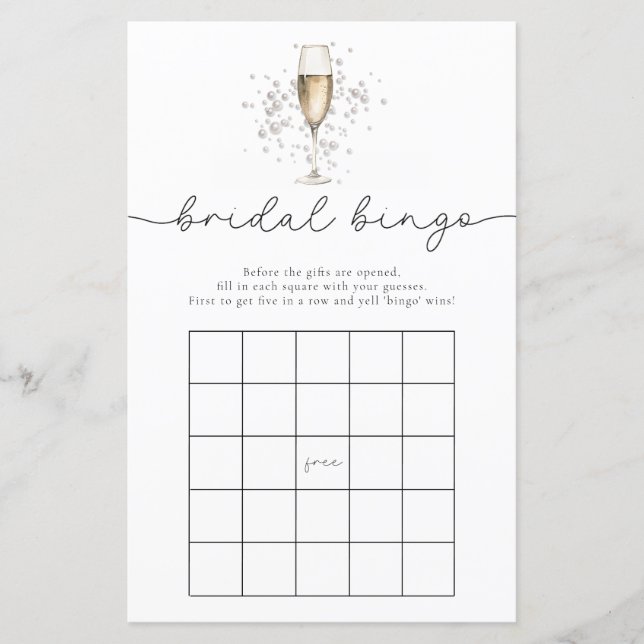 Elegante tarjeta de juego de Bingo Bridal Perlas y (Anverso)