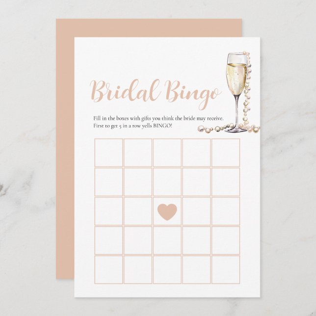 Elegante tarjeta de juego de Bingo Bridal Perlas y (Anverso / Reverso)