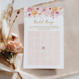 Elegante tarjeta de juego de bingo de novia floral