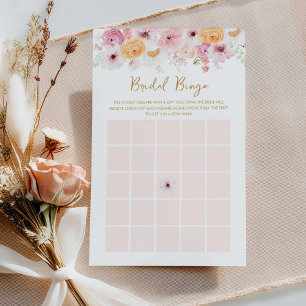 Elegante tarjeta de juego de bingo de novia floral