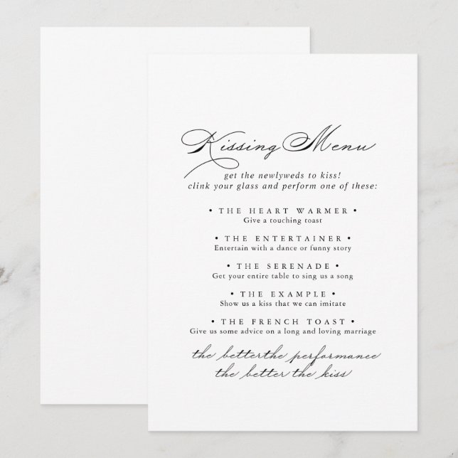 Elegante tarjeta de juego de menú Boda de caligraf (Anverso / Reverso)