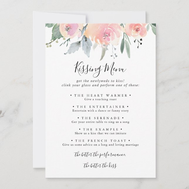 Elegante tarjeta de juego del menú Boda Rubor rosa (Anverso)