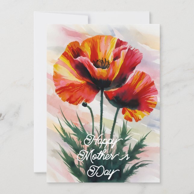 Elegante tarjeta de la madre para pintar flores de (Anverso)