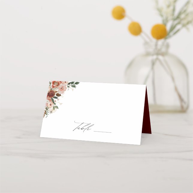 Elegante tarjeta de la plaza del Boda floral de ot (Anverso)