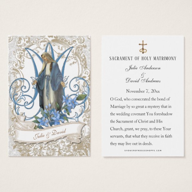 Elegante Tarjeta de la Virgen María de la Boda Cat (Anverso y reverso)