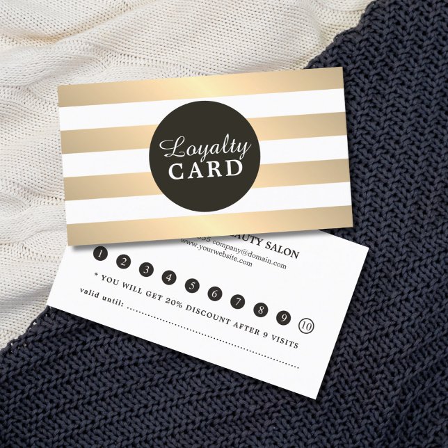 Elegante Tarjeta de Lealtad Faux Metalizado Stripe (Subido por el creador)