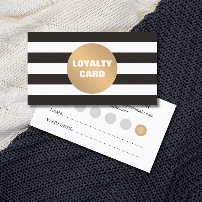 Elegante Tarjeta de Lealtad Gris Striped Copper Be (Subido por el creador)