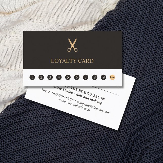 Elegante Tarjeta de Lealtad Gris White Faux Gold S (Subido por el creador)