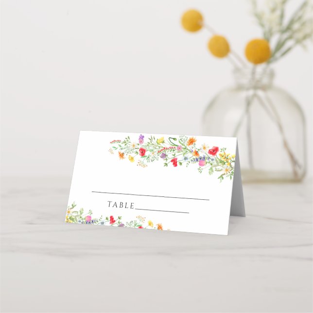 Elegante tarjeta de lugar boda wilflowers (Anverso)