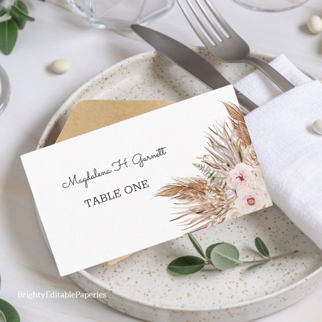 Elegante tarjeta de lugar de Boda rústico bohemio  (Subido por el creador)