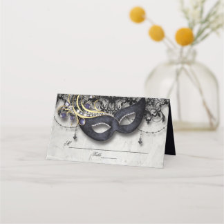 Elegante tarjeta de lugar de mascarada