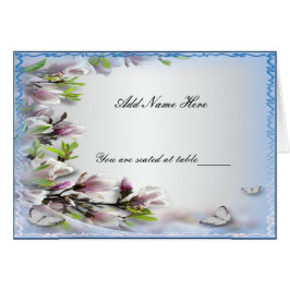 Elegante tarjeta de lugar de mesa de mariposa flor