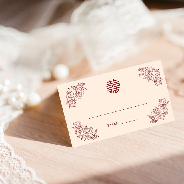 Elegante Tarjeta De Lugar De Mesa Xi Doble Floral (Elegant Floral Double Xi Seating Table Place Card)