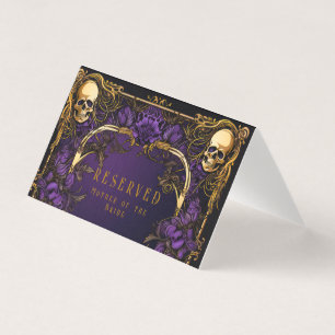 Elegante Tarjeta de Lugar para Bodas y cráneo góti
