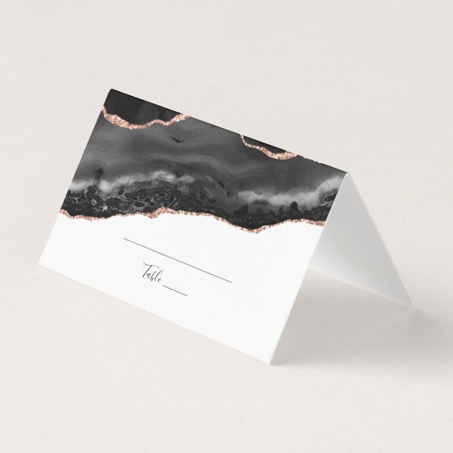 Elegante tarjeta de lugar plegado Purpurina de oro (Anverso)