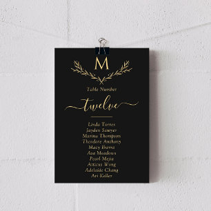 Elegante tarjeta de matrimonio de monograma negro