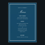 Elegante tarjeta de menú Boda azul oscuro<br><div class="desc">perfecto para cualquier evento; el color y el grosor del borde se pueden editar</div>