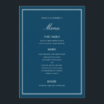 Elegante tarjeta de menú Boda azul oscuro<br><div class="desc">perfecto para cualquier evento; el color y el grosor del borde se pueden editar</div>