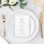 Elegante tarjeta de menú Boda azul oscuro<br><div class="desc">perfecto para cualquier evento; el color y el grosor del borde se pueden editar</div>
