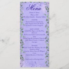Elegante tarjeta de menú Boda con flores moradas