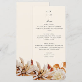 Elegante tarjeta de menú Boda de acuarela floral d