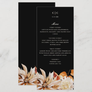 Elegante tarjeta de menú Boda de acuarela floral d