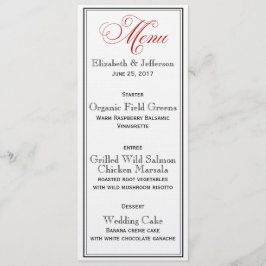 Elegante tarjeta de menú Boda de guiones blancos y