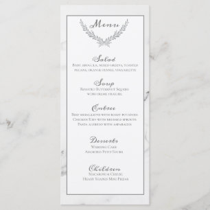Elegante tarjeta de menú Boda de mármol y corteza