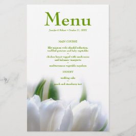 Elegante tarjeta de menú Boda de tulipanes blancos